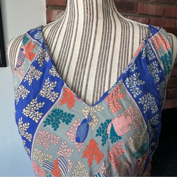 Anthropologie Ailanto Para Trucco Vilira Floral Fish Print Maxi Dress Sz S - Picture 7 of 14